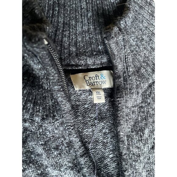 Croft & Barrow Mens Extra Soft 1/4 Zip Sweater XXL Charcoal Gray Knit - Picture 2 of 7